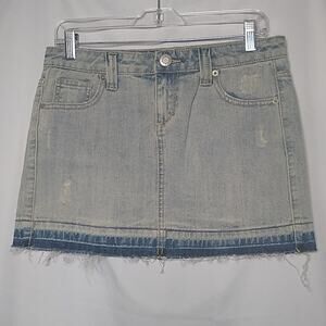 SO Women's Distressed Released Hem Denim Skirt